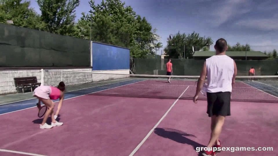 Horny Mixed Double Tennis Match
