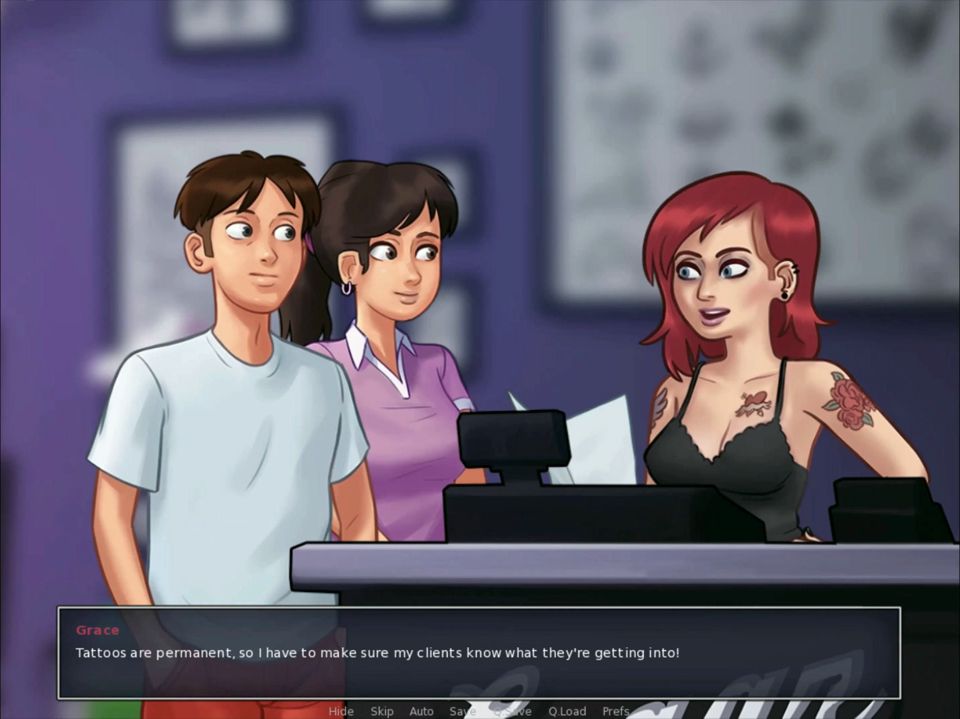 Summertime Saga: Mia got her tattoo, I've helped Roxy get her ID and saw them boobies