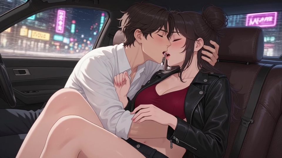 The girl flirted with the taxi driver and he made her feel good