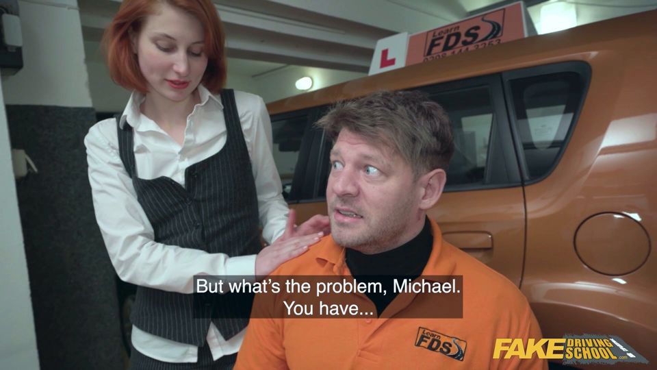Redhead gets fucked at the driving school office - Fake Driving School