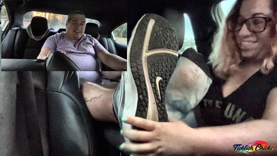 TICKLISH CHICKS - Stuck In The Back Seat, Matt Can't Escape BBW Heather's Obsessive Tickling!