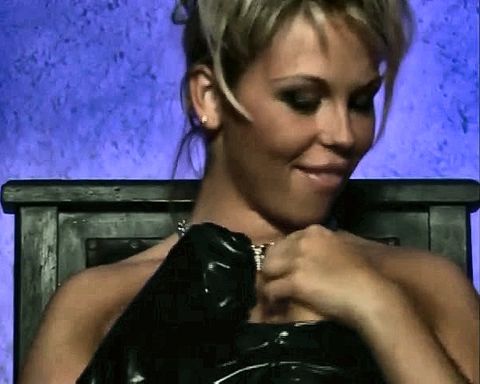 Latex blindfolded blonde fucked and dominated from her fucker