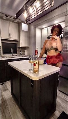 Indigo Rose gets caught masturbating and gets fucked in the kitchen