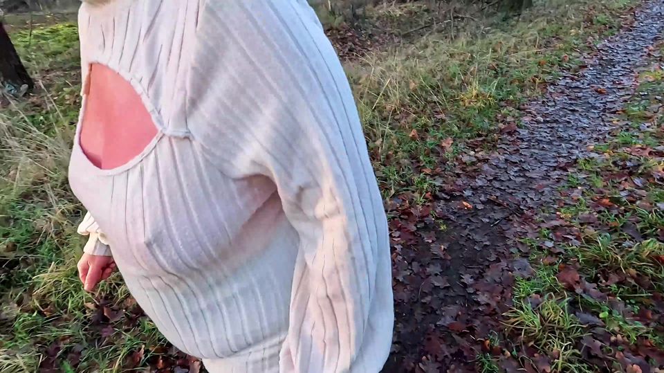 Red and swollen tits in the woods