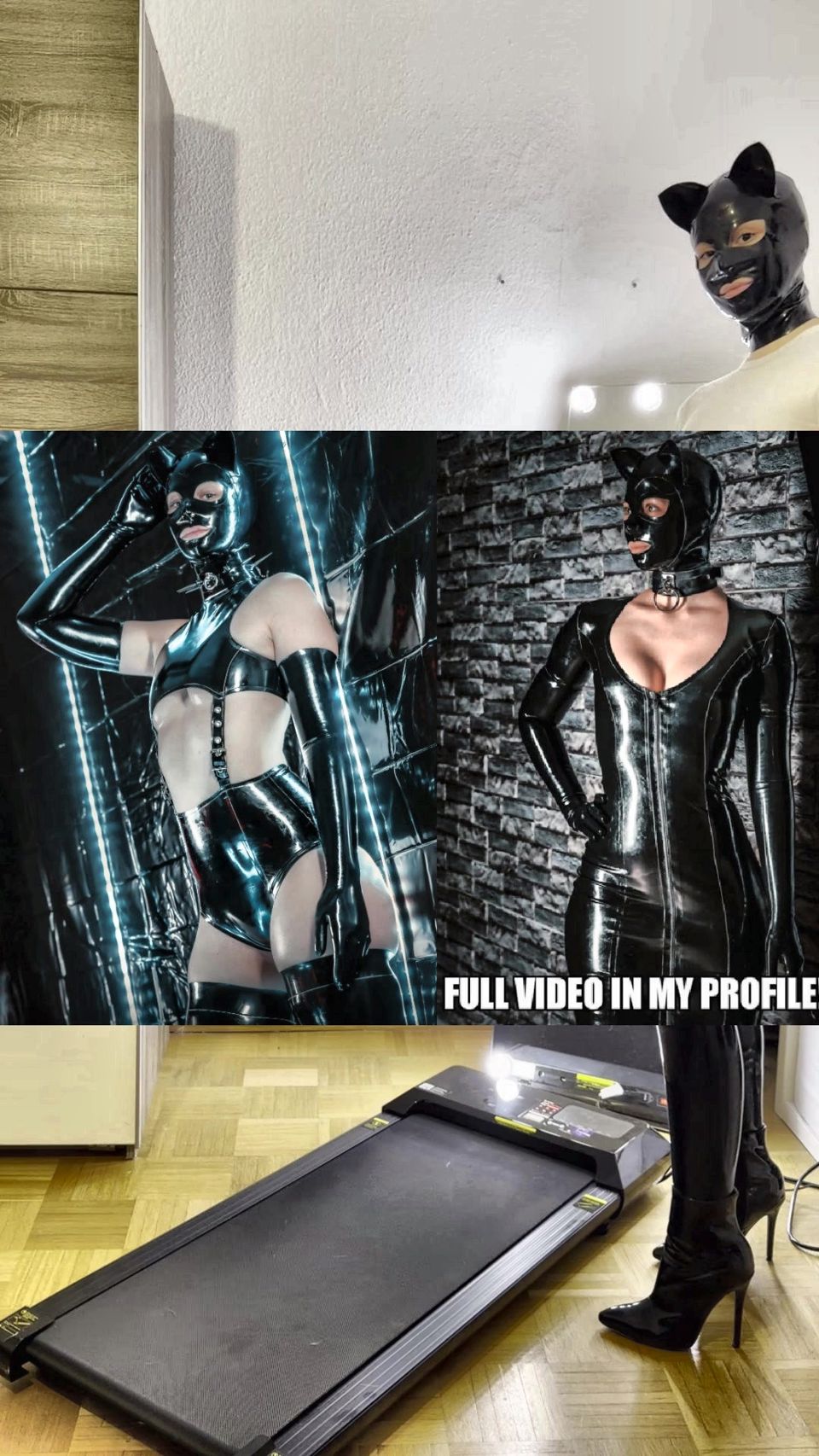 Latex ASMR, ass shaking and high heels training on my treadmill