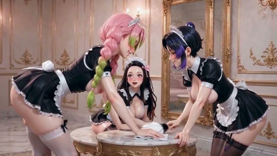Sexy Maids Compilation - Wet & Messy Cleaning Ai