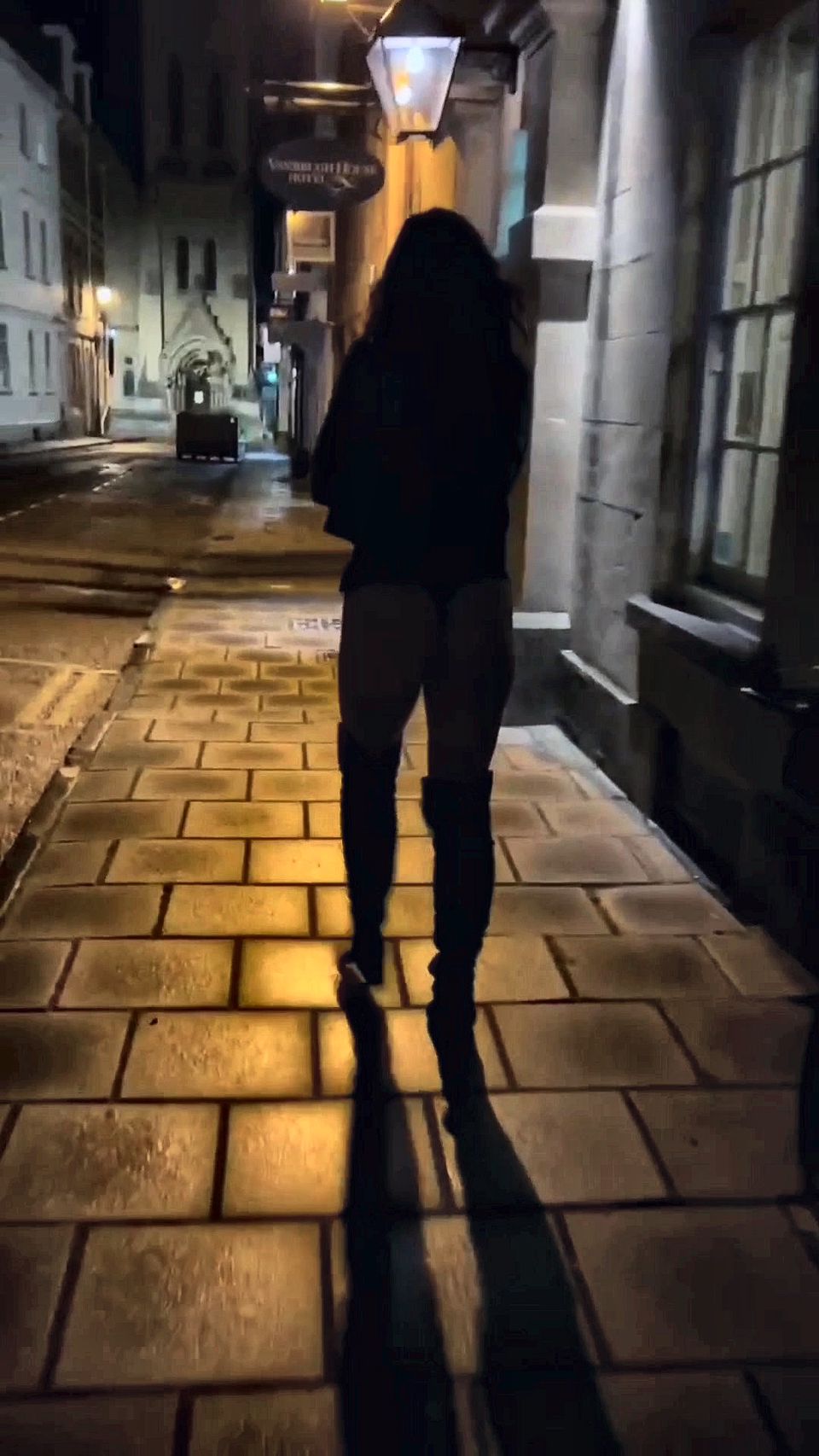 Public flashing street walking