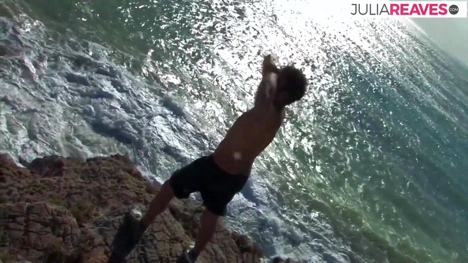 Hot slut bends on the rocks as she gets fucked to mouth cumshot