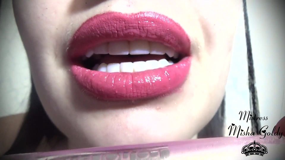 Pink-golden lip gloss fetish & worship
