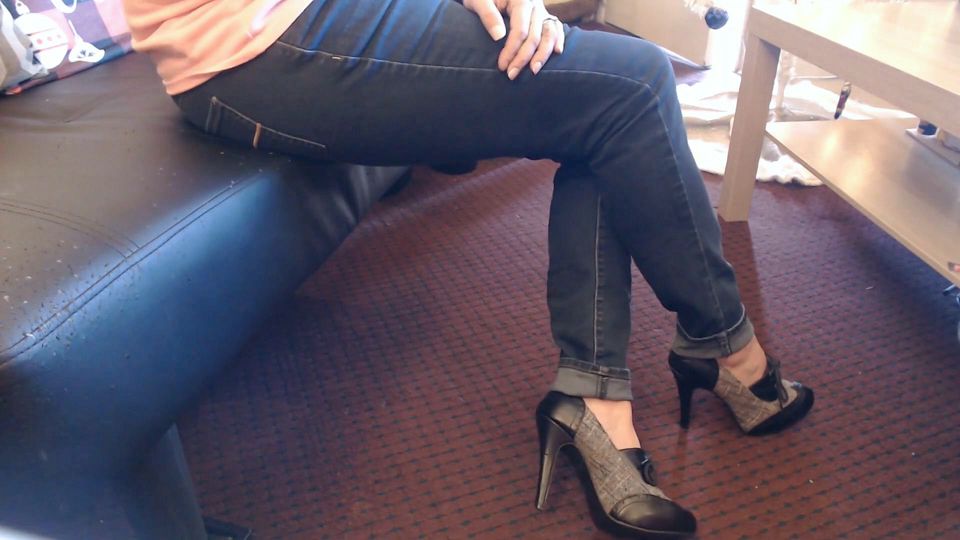 Oxford toe high heel tweed double cross