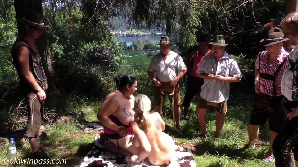 German outdoor lederhosen groupsex orgy