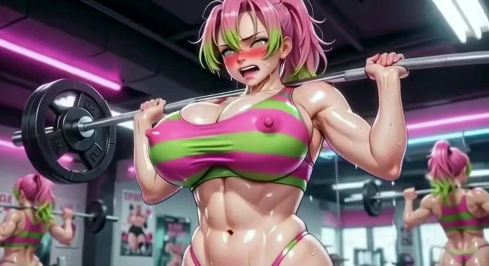 AI Mitsuri Kanroji Gym Sensual Wet Body Tease Compilation