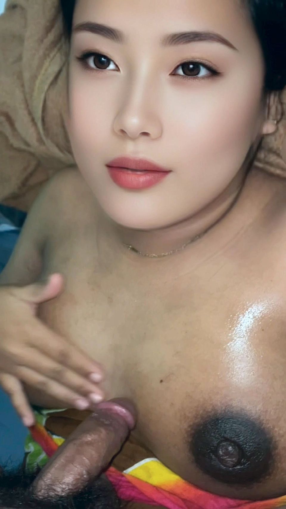 horny Stepmother jerks her dick to her big, soft, delicious breasts