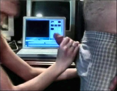 Hot Andrea Adams rides dude on office chair
