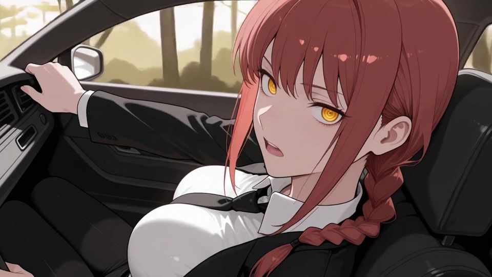 Makima Fucks in the Car on Her Way to Work! Chainsaw Man Uncensored Hentai Ai-generated