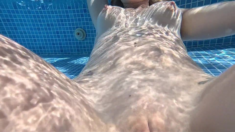Nude Pool Tease and Masturbation While He Watches
