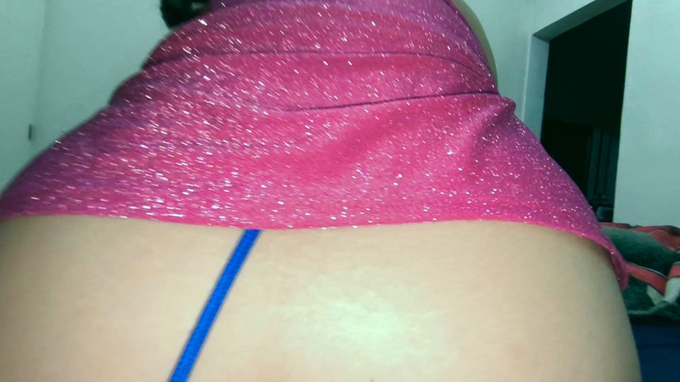Beautiful Mexican woman with her back with neighbor on her back they make her thong to the side