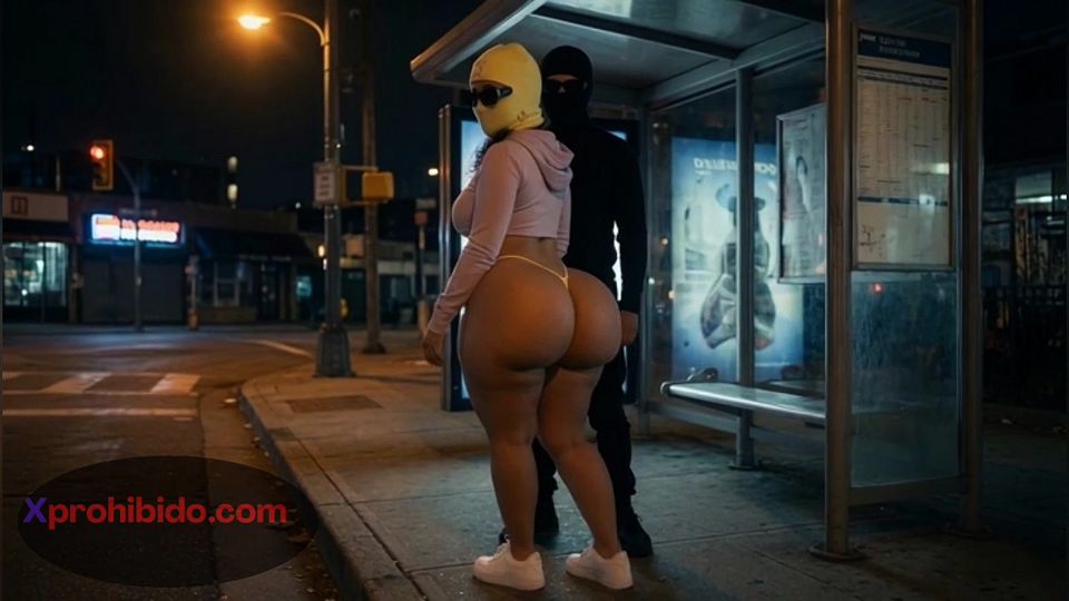 Big Ass Girlfriend Dancing Provocatively at Bus Stop