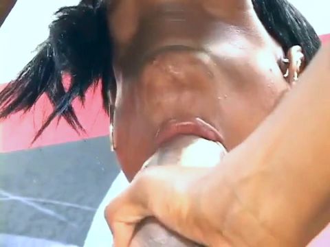 Ebony with nice ass takes a huge cock