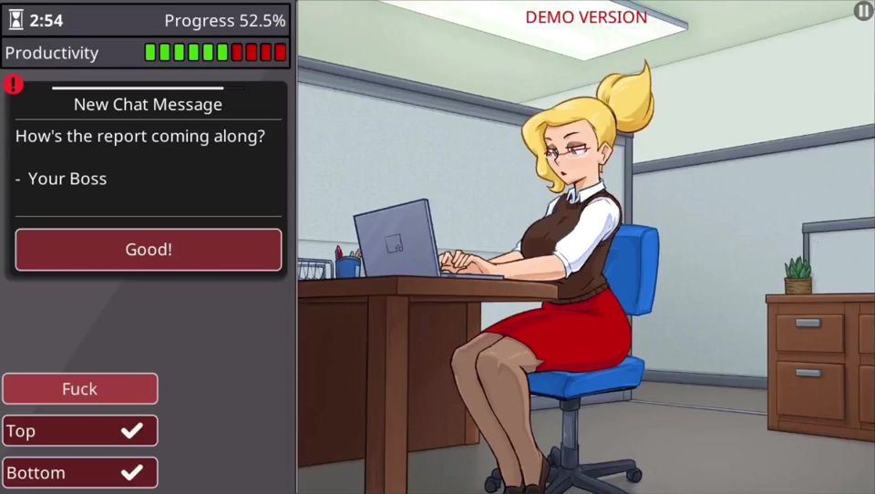 Office girl with big boobs and big ass barely working