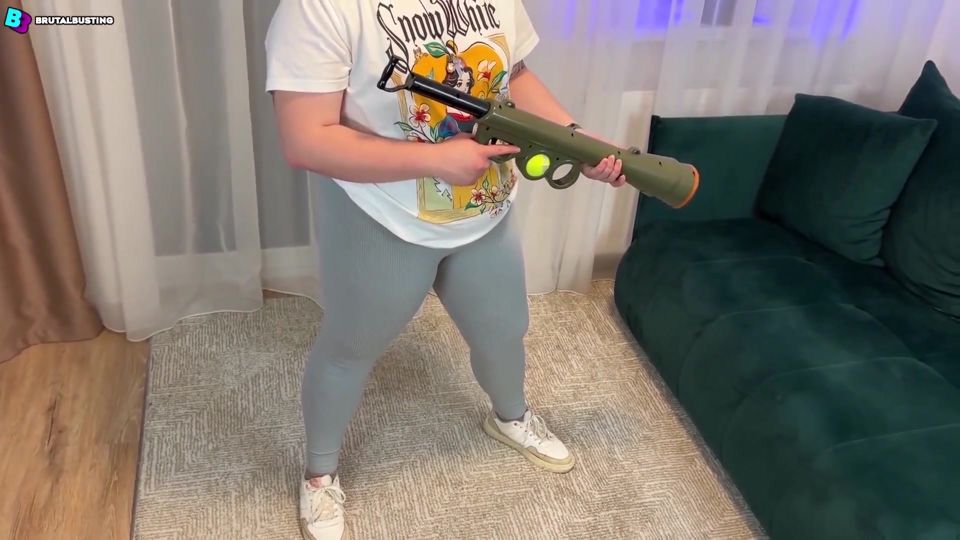 Baseball Bat, a Leather Belt, Tennis Balls and Her Massive Legs Turn His Testicles Into Whipped Cream! Crotch Destruction!