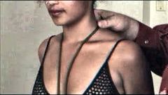 Hot BDSM couple binding and spanking