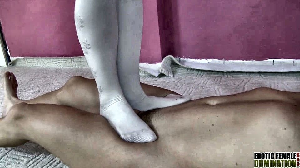 Foot fetish mistress squashing cock in high heel