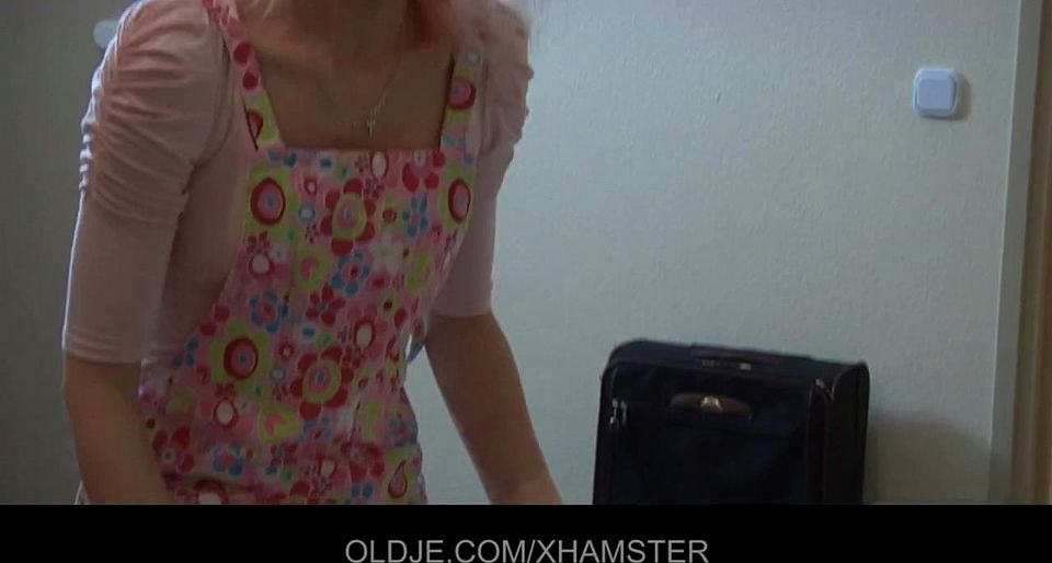 Old pervert man gets ridden by a young hotel maid