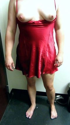 Wife posing in a red nightie