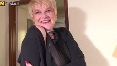 Heavily pierced mature slut step mom masturbates