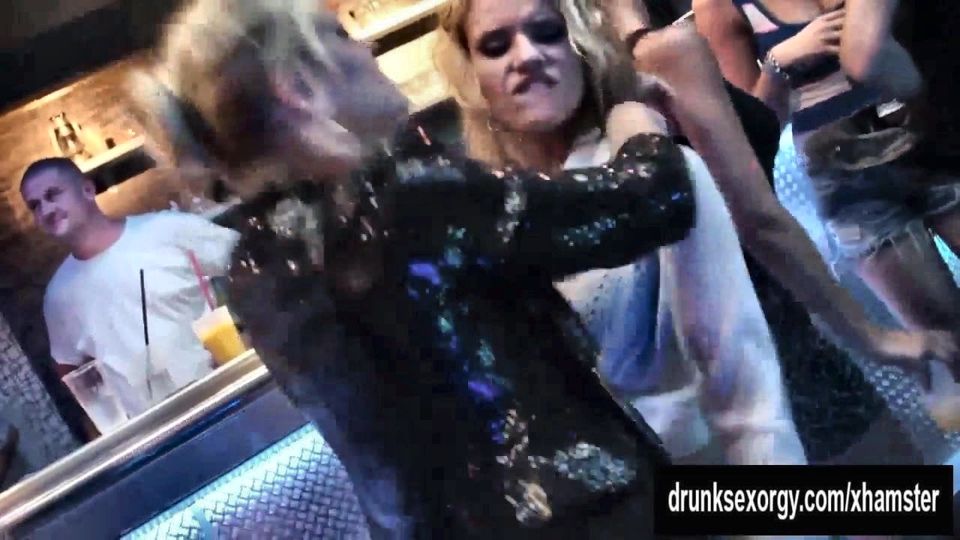 Lesbian club chicks lick twats in public