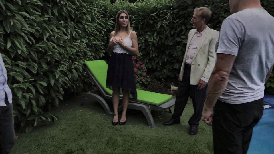 Busty French MILF in Garden Foursome