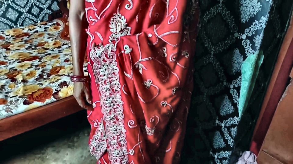 My Friend's Wife Came Over She Was Wearing a Red Saree and a Red Panty-and-bra Set. I Lubed Her up and Pounded Her Hard
