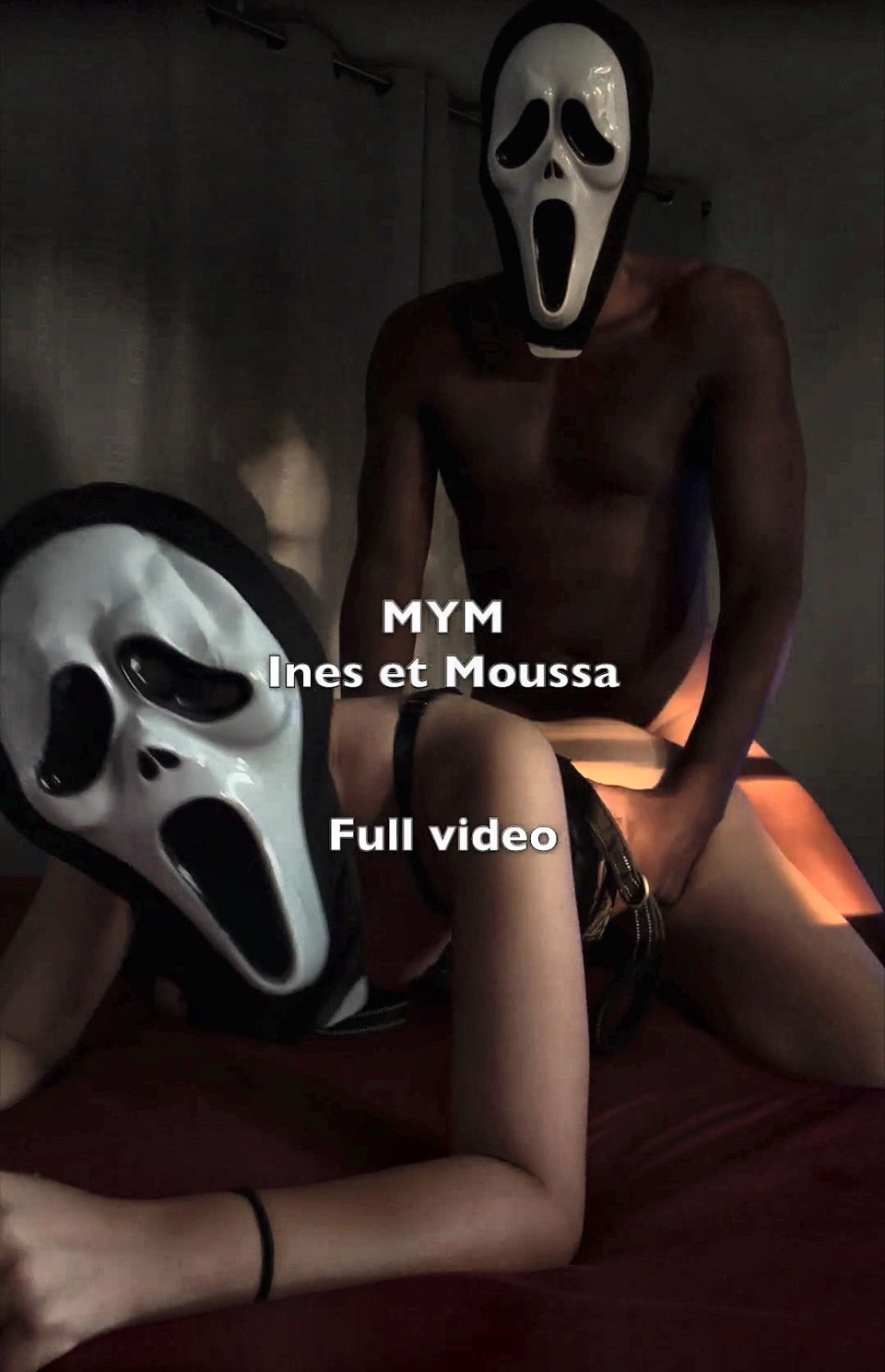 Masked Beurette fucks doggy style a big black cock BBC