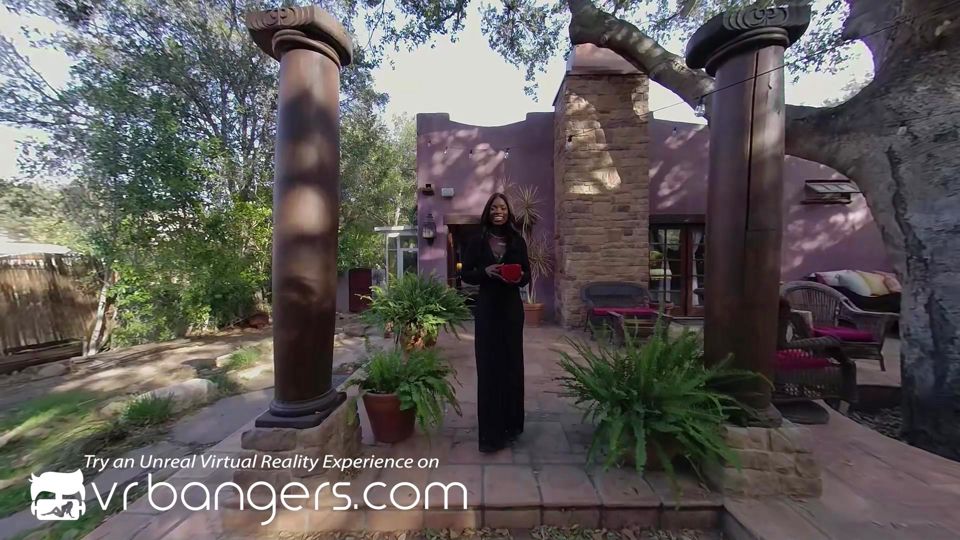 VR Bangers: Ebony Housewife in Sexy Lingerie Masturbates and Fucks with a Gardener