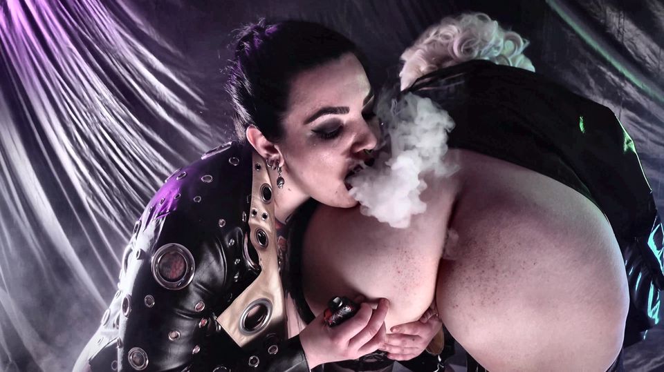 Smoking Fetish - Lesbian slowly masturbation with smoke - Arya Grander and Dredda Dark