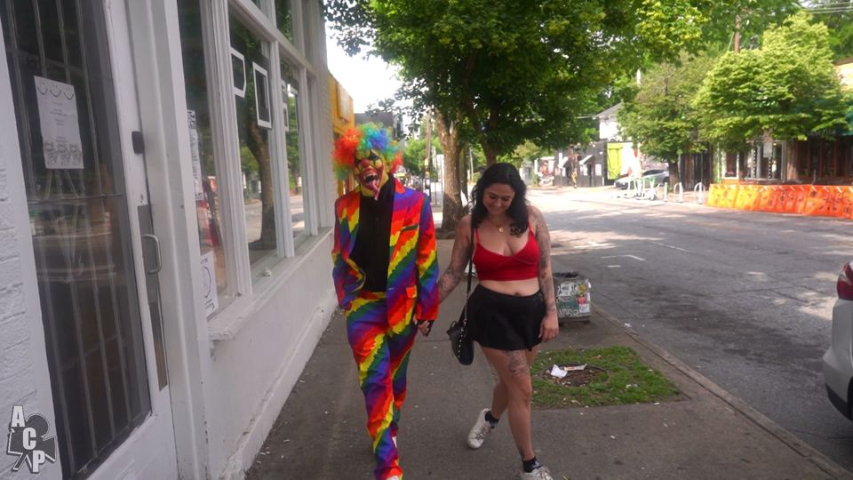 Married Slut Gets Fucked in Public by Gibby the Clown