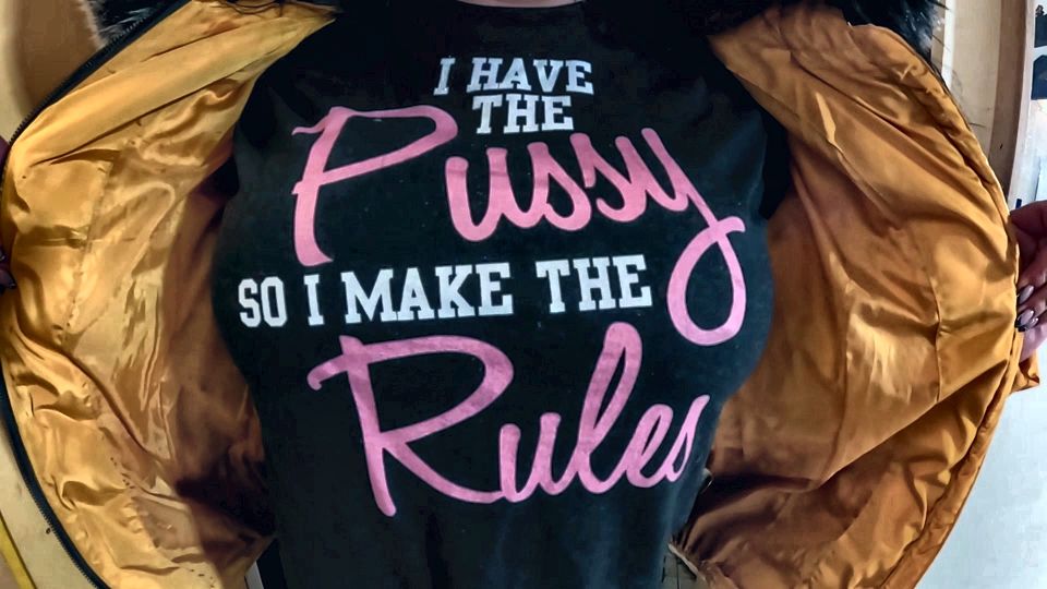 Shiny Yellow Downjacket BJ - Pussy Rules Shirt and Double Cum on My Clothes