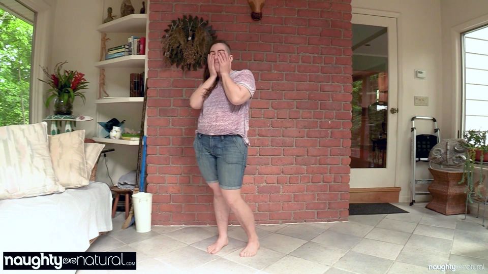 Naked woman with earrings fingers herself after showing armpit and licking stubbled ass