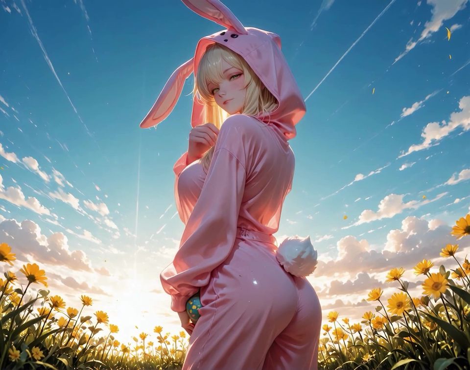 Easter Bunny Is Looking for Eggs - Ai Generated