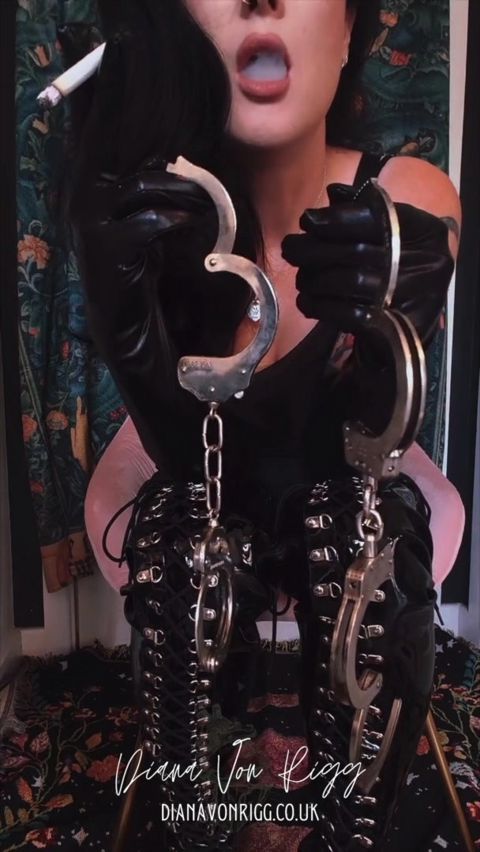 Bound for My Boots: Mistress Has You in Steel Handcuffs While She Smokes and Teases You
