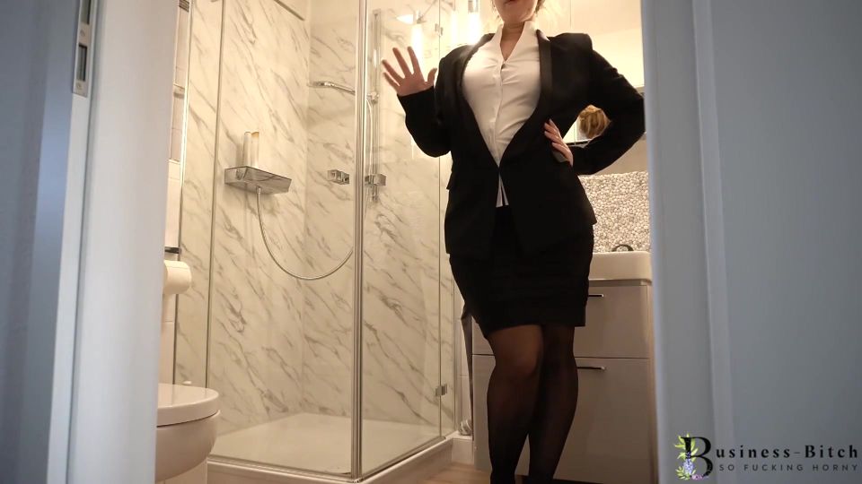 Secretary undressing and taking a shower