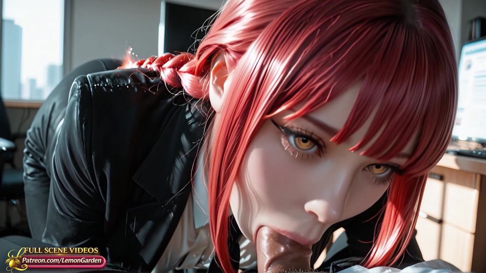 Makima gets fucked hard in the office dominating like a boss 3d Hentai Ai generated anime porn