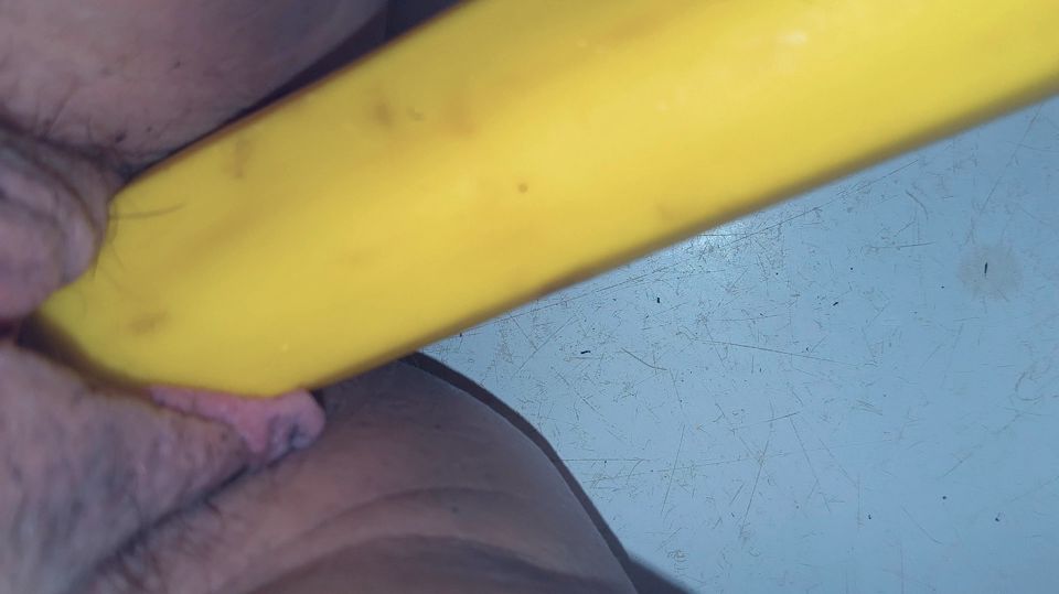 Hungry eats a banana