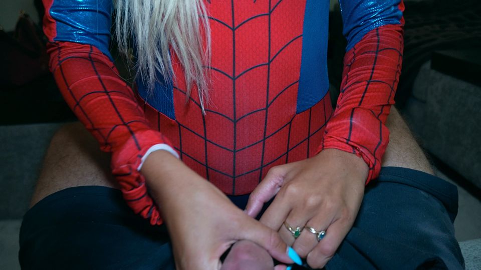 SpiderGirl Gets Covered in a Web of Her Step Bros Cum!
