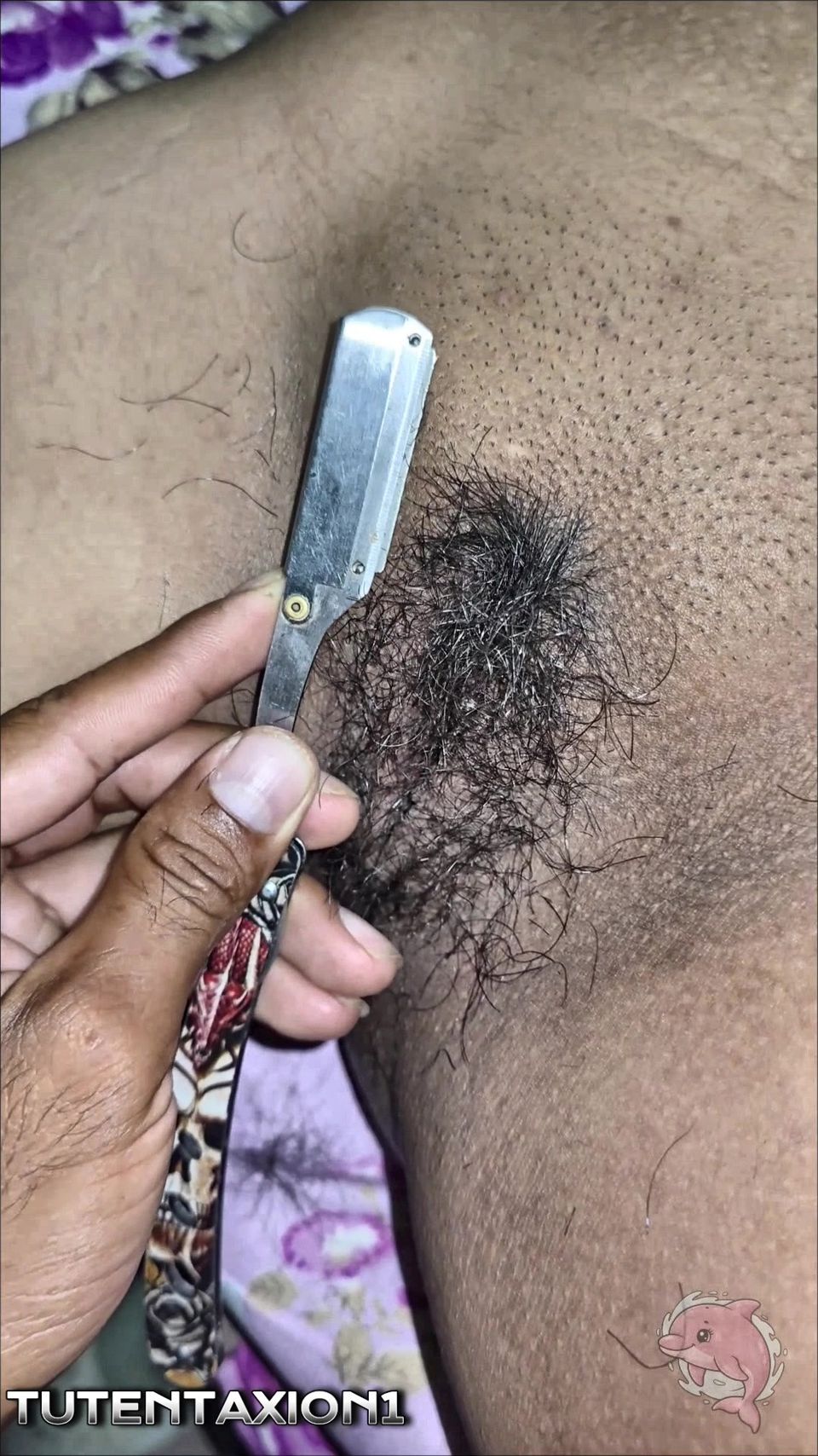 Shaving hot sister-in-law's real hairy pussy