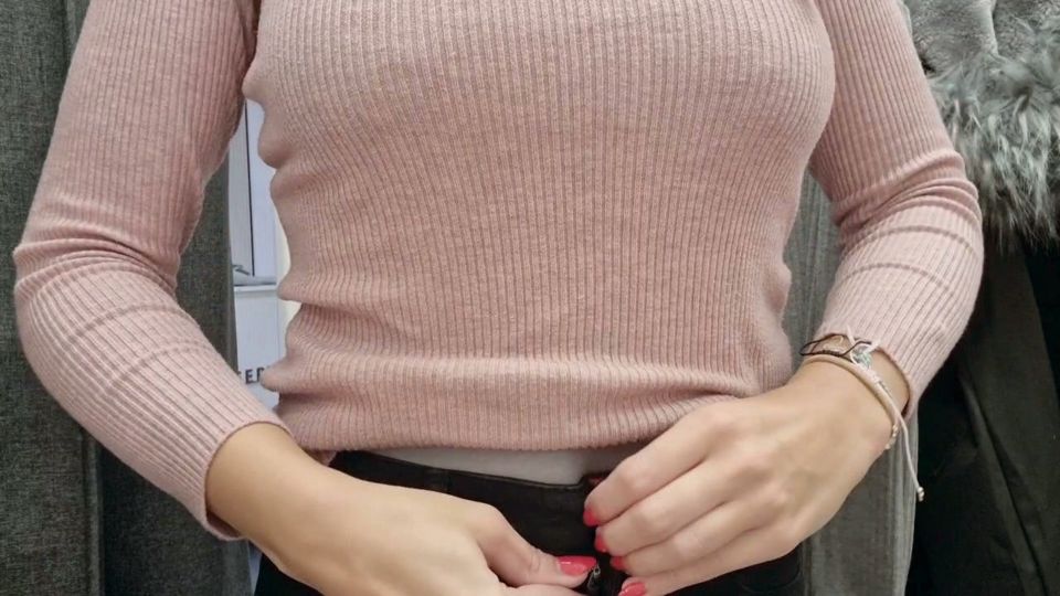 flashing boobs in the dressing room with the curtain open