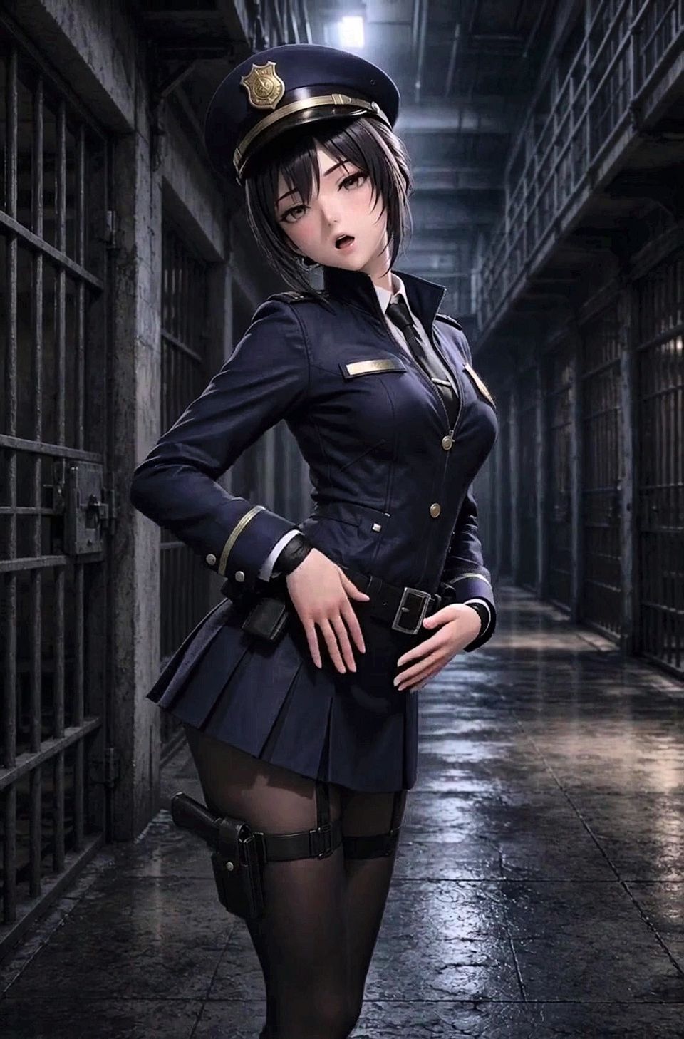 3d Anime Police Cosplay in Prison