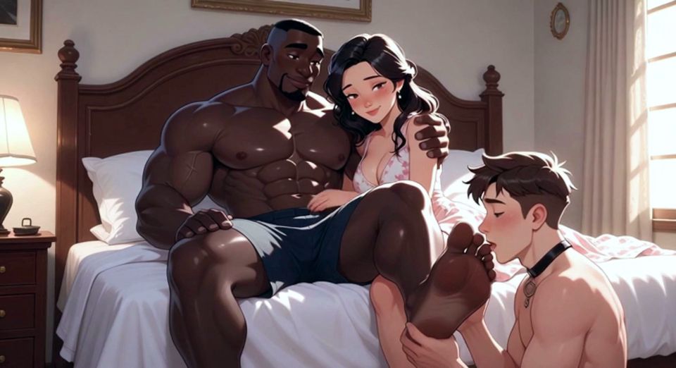 Cuckold Degradation - Man Licking His Wife's Lover Feet