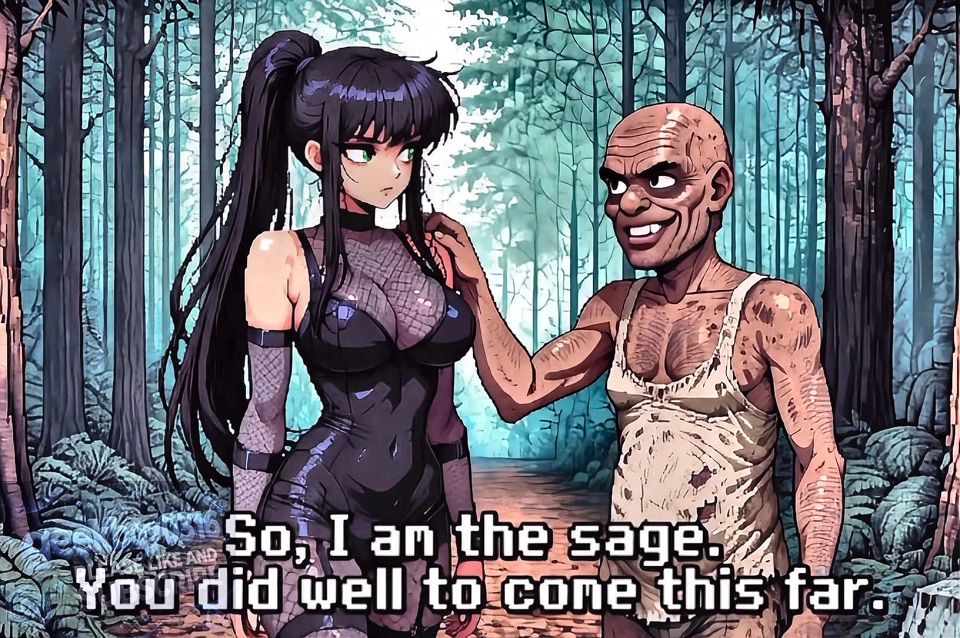 Hot ninja Girl took a final lesson with wrong old man - kiss, ejaculation, lotion play - HD - Hentai AI Generated